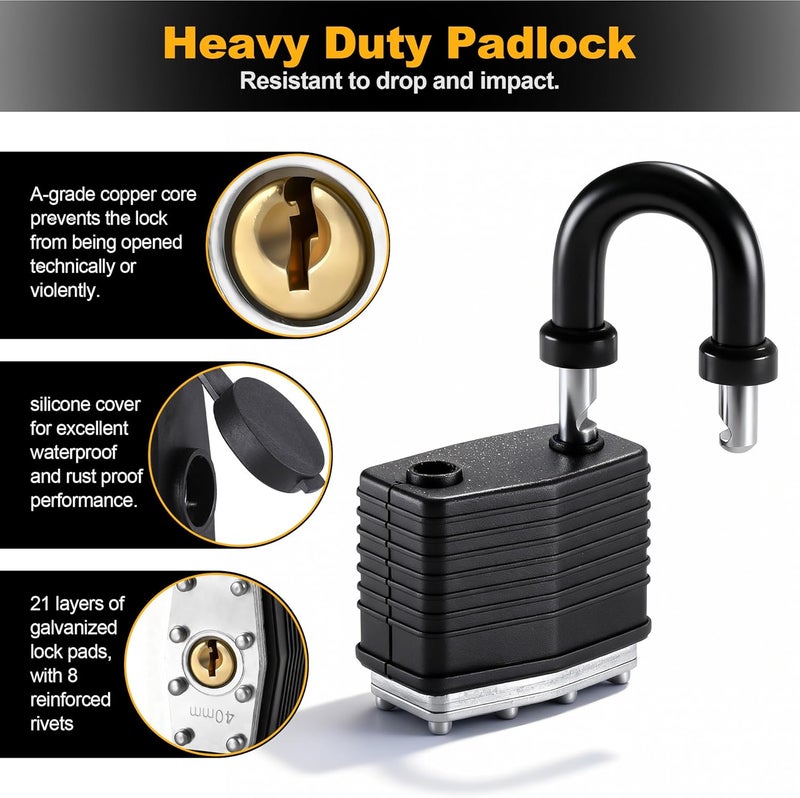 Starvortex 90 Degree Door Lock Latch, 4 Inch Stainless Steel Hasp Latch with Padlock Keys Screws, Heavy Duty Hasp Lock, Waterproof Pad Lock Latches for Mailbox Wooden Gate Shed Cabinet - Image 4